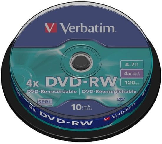 VERBATIM DVD-RW 4x 4,7GB spindl 10ks