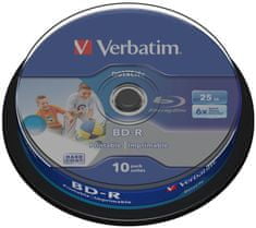 VERBATIM BD-R, 6x HTL, 25GB, printable, 10 ks, spindle