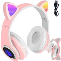 Alum online Bezdrôtové slúchadlá s mačacími ušami - B39M, ružová