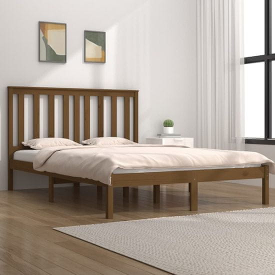 Vidaxl Rám postele, medovo hnedý, borovicové drevo, 135x190 cm, dvojitý