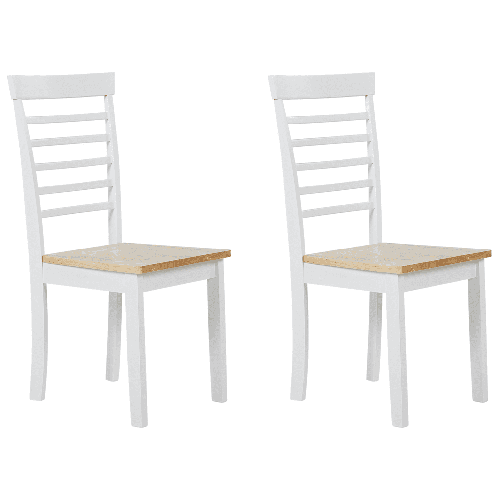 Beliani Sada 2 jedálenských stoličiek svetlé drevo/biela BATTERSBY