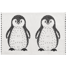 Beliani Detský koberec s potlačou tučniakov 60 x 90 cm čiernobiely HAJDARABAD