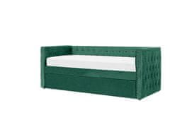 Beliani Zamatová posteľ 90 x 200 cm zelená GASSIN