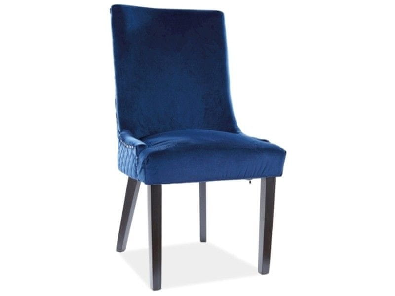 Signal Jedálenská stolička modrá LEON VELVET