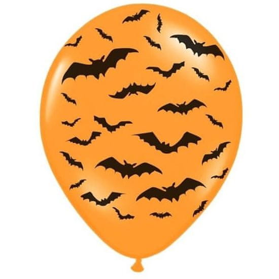 Latexové balóniky oranžové - netopiere - Halloween - 30 cm - 6 ks