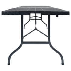 Vidaxl Skladací záhradný stôl, čierny 180x75x72cm,HDPE imitácia ratanu