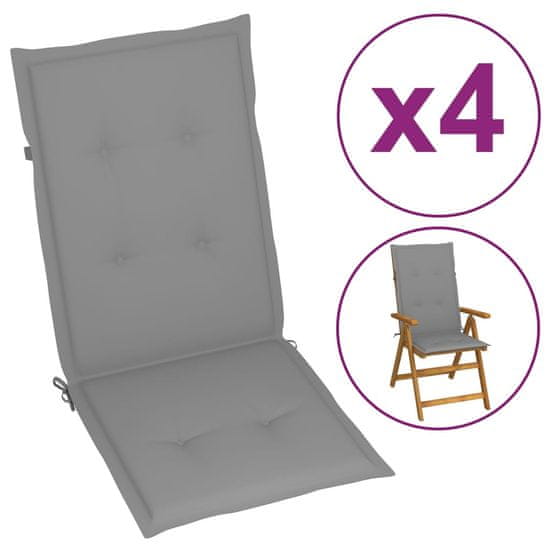 Vidaxl Podložky na záhradné stoličky 4 ks, sivé 120x50x3 cm