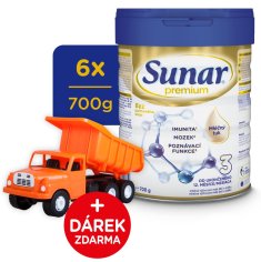 Sunar Premium 3, batoľacie mlieko 6x 700g