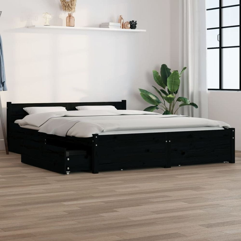 Vidaxl Rám postele so zásuvkami, čierny, 140x190 cm