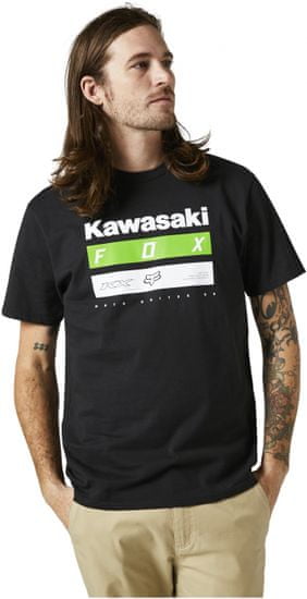 FOX tričko KAWASAKI STRIPES Ss černo-bielo-zelené