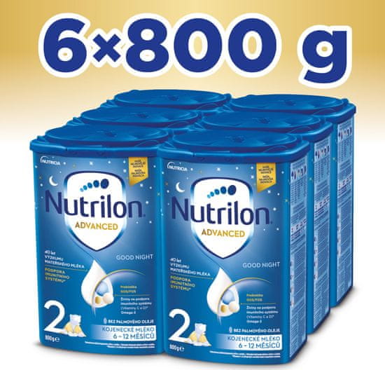 Nutrilon 2 Good Night pokračovacie dojčenské mlieko 6x 800 g, 6+