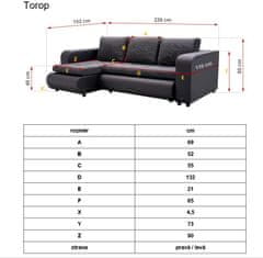 eoshop Rohová rozkladacia sedacia súprava Torop - Soft 11 / Lawa 9 (farba poťahu) - roh univerzálny