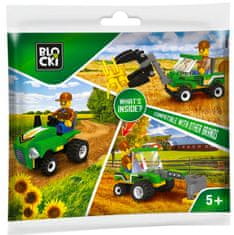 Blocki Blocki stavebnice MyFarm farma Traktor s rozmetačem a figurkou kompatibilní 47 dílů