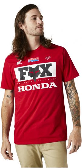 FOX tričko HONDA PREMIUM Ss flame černo-bielo-červené