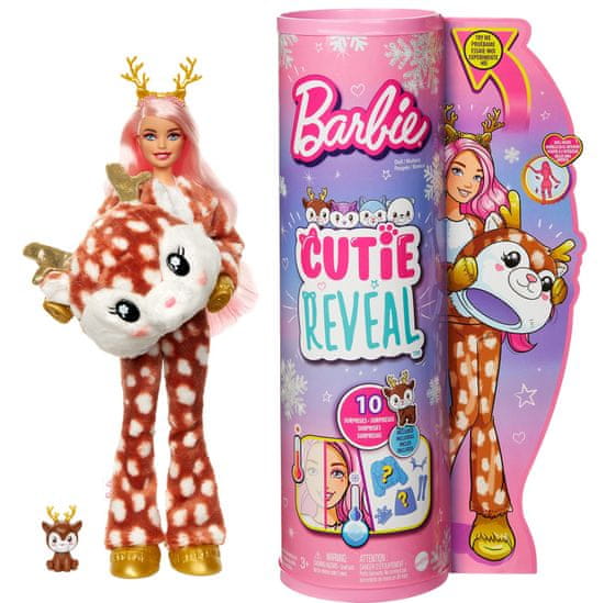 Mattel Barbie Cutie Reveal Zima bábika séria 3 - Jeleň HJM12