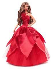 Mattel Barbie Vánoční panenka 2022 Černovláska HBY05
