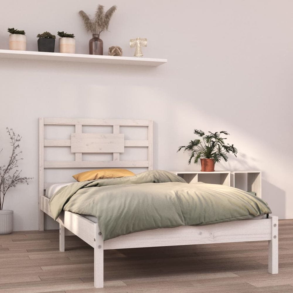 Vidaxl Rám postele, biely, masívne drevo, 90x200 cm
