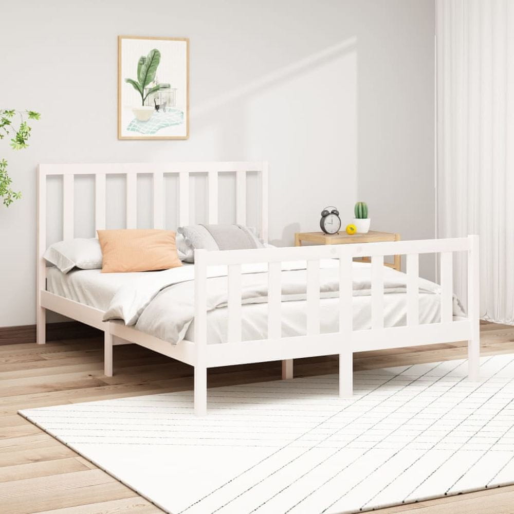 Vidaxl Rám postele, biely, masívne borovicové drevo, 160 x 200 cm