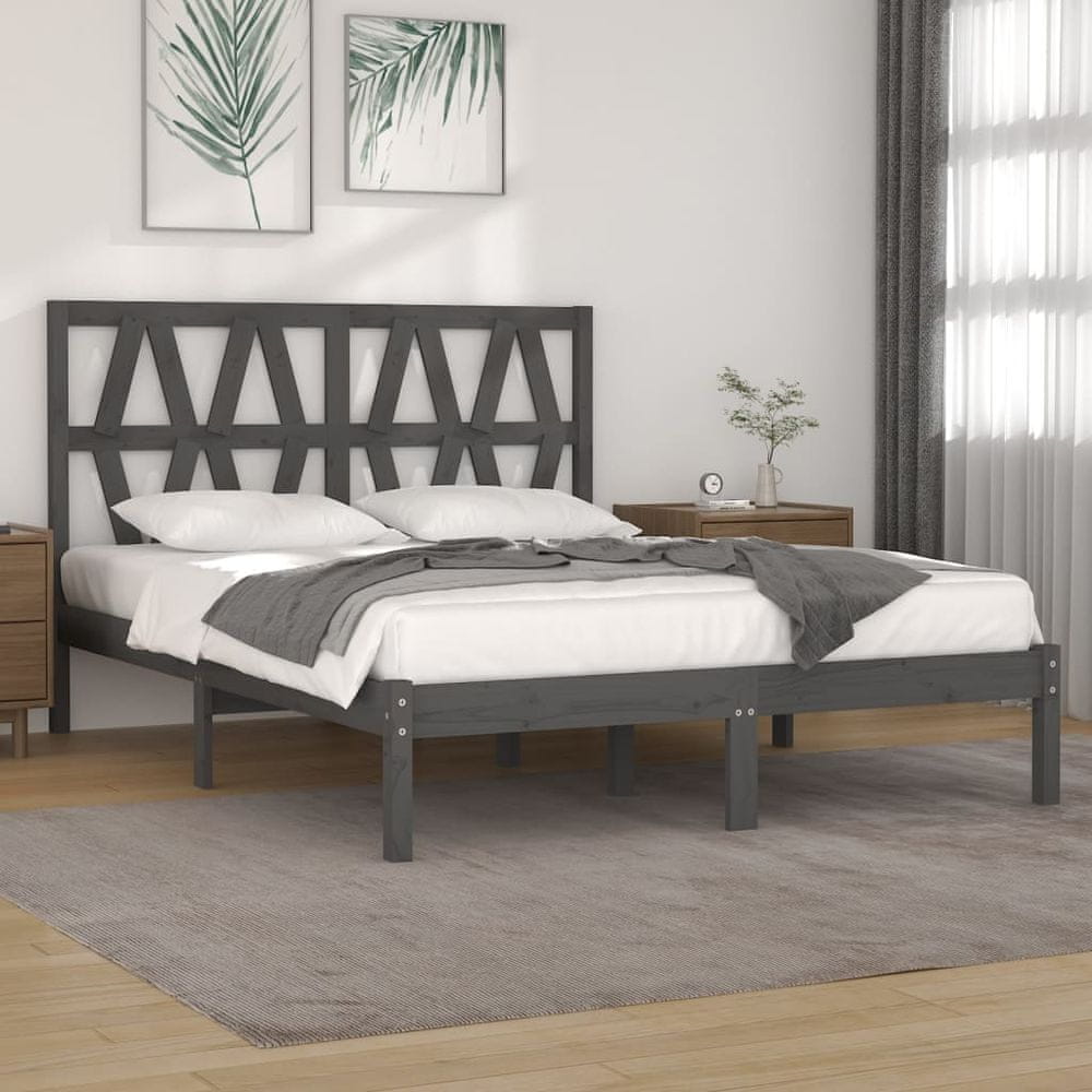 Vidaxl Rám postele, sivý, masívne borovicové drevo, 140x190 cm