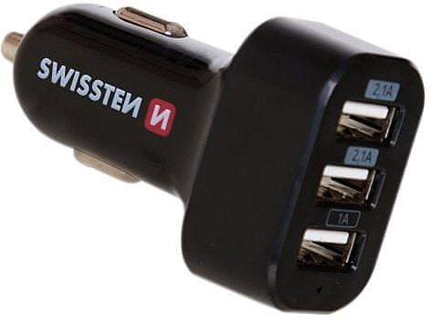 SWISSTEN autonabíječka s 3x USB 5,2A Power