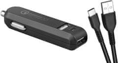 Avacom CarMAX 2 nabíječka do auta 2x Qualcomm Quick Charge 2.0 (USB-C kábel), čierna