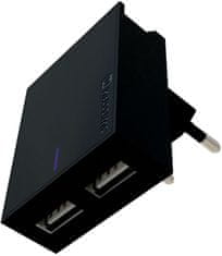 SWISSTEN síťový adaptér SMART IC, CE 2x USB 3 A Power, čierna