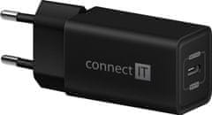 Connect IT nabíjecí adaptér, 1x USB-C, PD, 18W, čierna