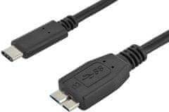 PremiumCord kábel USB 3.1 konektor C/male - USB 3.0 konektor Micro-B/male, 1m