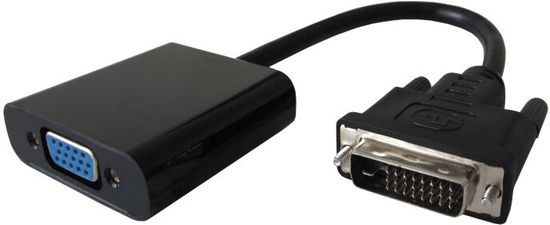 PremiumCord převodnék DVI na VGA s krátkým kábelem, čierna