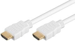 PremiumCord HDMI High Speed + Ethernet kábel, white, zlacené konektory, 0,5m