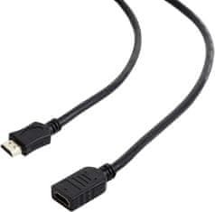 Gembird CABLEXPERT kábel HDMI-HDMI 3m, 1.4, M/F stíněný, zlacené kontakty, prodlužovací, čierna