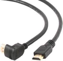 Gembird CABLEXPERT kábel HDMI-HDMI 3m, 1.4, M/M stíněný, zlacené kontakty, 90° lomený, čierna