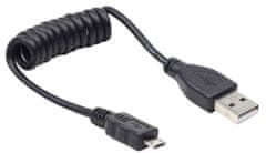 Gembird CABLEXPERT kábel USB A Male/Micro B Male 2.0, 60cm, kroucený, čierna