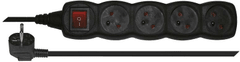 EMOS prodlužovací kábel s vypínačem 4 zásuvky 3m, čierna