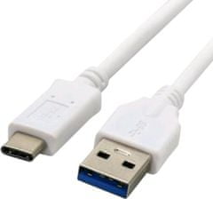C-Tech kábel USB 3.0 AM na Type-C kábel (AM/CM), 1m, biela