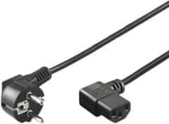PremiumCord kábel síťový 230V k počítači 3m, IEC konektor do úhlu 90°