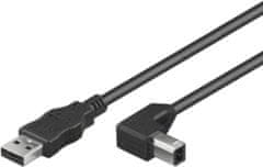 PremiumCord kábel USB 2.0, A-B, 1m sa zahnutým USB-B konektorem 90°