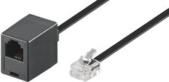 PremiumCord kábel prodlužovací telefonní rovný 6P4C plug - 6P4C jack 10m, čierna