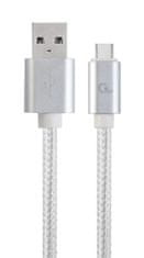 Gembird CABLEXPERT kábel USB 2.0 na Type-C kábel (AM/CM), 1,8m, opletený, strieborná