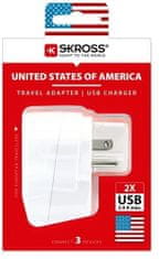 Skross cestovní adaptér USA 2x USB pro použití ve Spojených státech