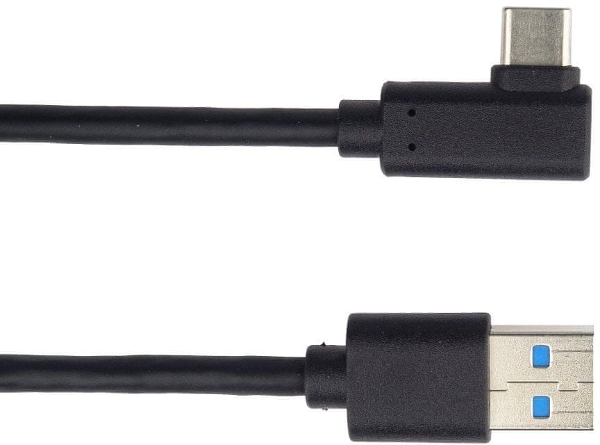 PremiumCord kábel USB-C, zahnutý konektor 90° - USB 3.0 A/M, 3m | MALL.SK