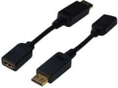 Digitus adaptér DisplayPort - HDMI, M/F, 15cm, čierna
