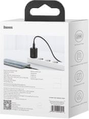 BASEUS síťová nabíječka Super Si Quick 1C, USB-C, 25W, čierna + kábel USB-C - USB-C, 3A, 1M, čierna