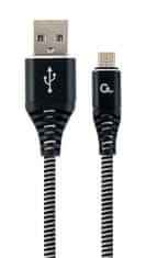 Gembird kábel CABLEXPERT USB-A - MicroUSB, M/M, opletený, PREMIUM QUALITY, 1m, čierna/biela