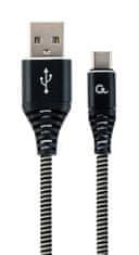 Gembird kábel CABLEXPERT USB-A - USB-C, M/M, PREMIUM QUALITY, opletený, 1m, čierna/biela