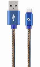 Gembird kábel CABLEXPERT USB-A - USB-C, M/M, PREMIUM QUALITY, opletený, 1m, jeans