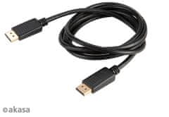 Akasa kábel DisplayPort - DisplayPort, M/M, 8K@60Hz, 2m, čierna