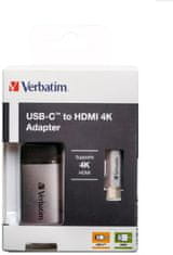 VERBATIM adaptér USB-C 3.1 - HDMI 4K, 10 cm