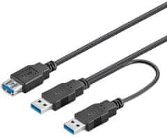 PremiumCord USB 3.0 napájecí Y kábel A/Male + A/Male -- A/Female