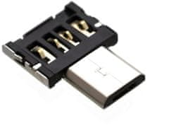 FIXED Miniaturní microUSB OTG adaptér pro mobilné telefony a tablety s pouzdrem, USB 2.0, čierny